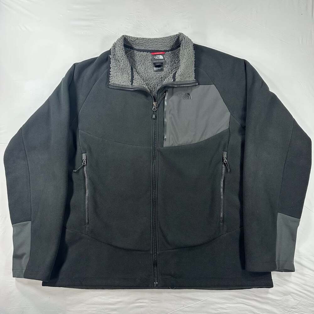 The North Face Full Zip Fleece Jacket Mens XL Black Gray Outdoor